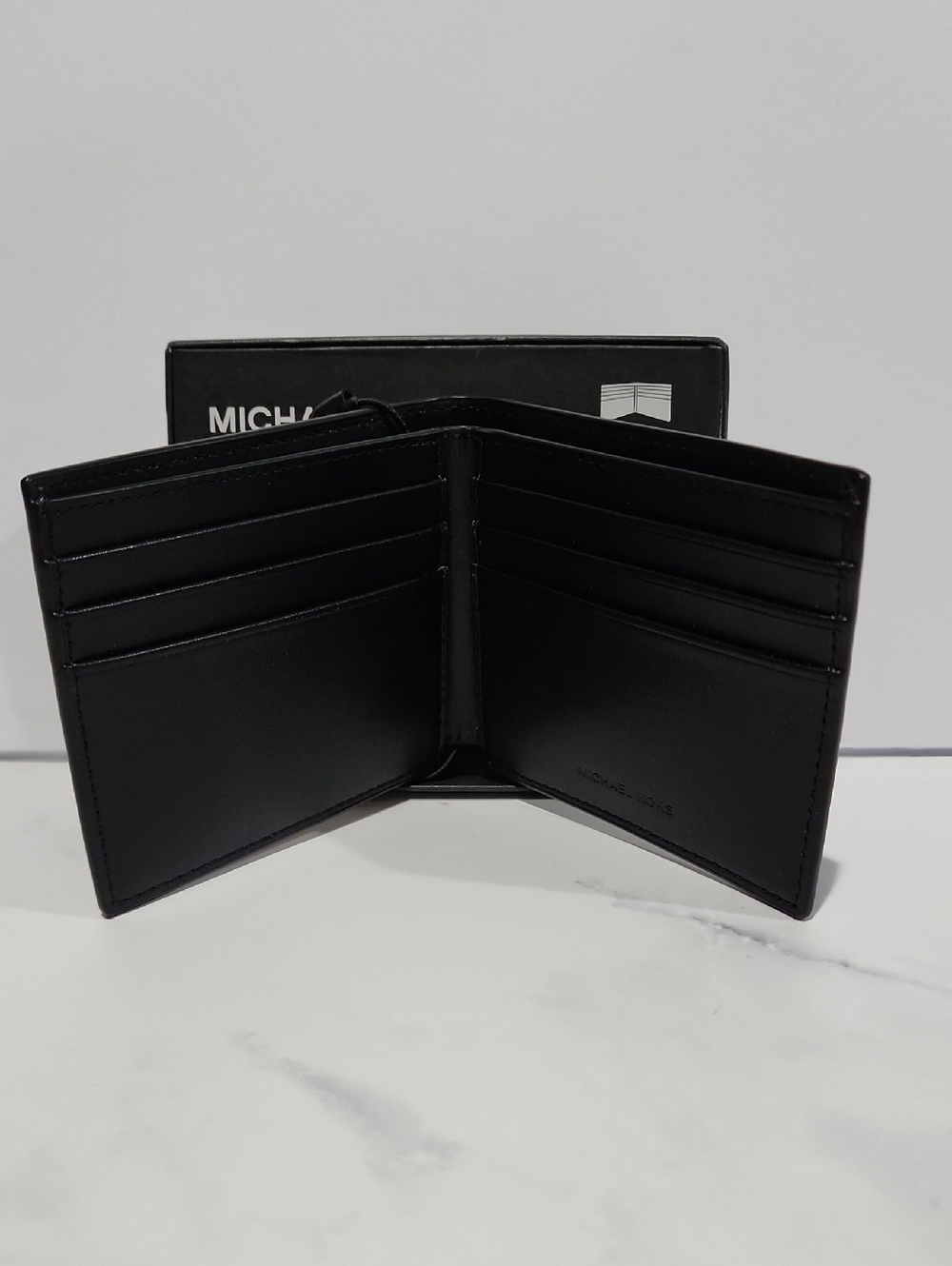 Michael Kors Black Nori MK Logo Slim Billfold Wallet - Picture 2 of 6